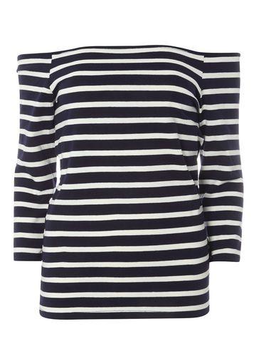 Dorothy Perkins *tall Navy And Ivory Stripe Bardot Top