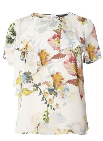 Dorothy Perkins Ivory Floral Print Ruffle Top
