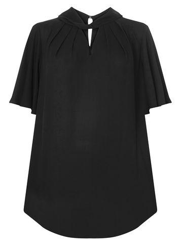 Dorothy Perkins *dp Curve Black Twist Tie Knot Neck Top