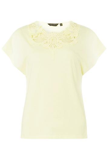 Dorothy Perkins Lemon Lace Yoke T-shirt