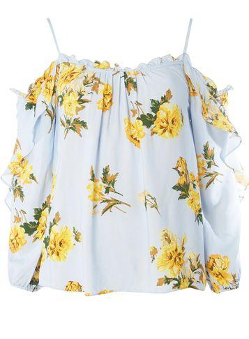 Dorothy Perkins Blue Floral Cold Shoulder Top