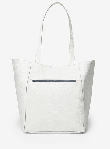 Dorothy Perkins White Croc Lock Tote Bag
