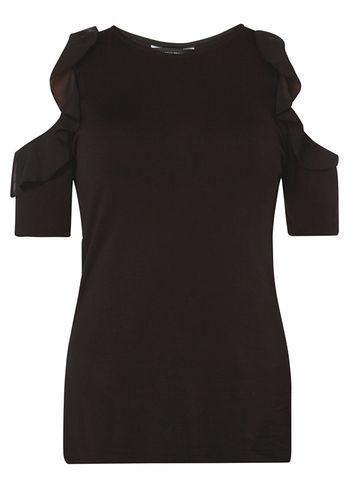 Dorothy Perkins Black Chiffon Ruffle Sleeve Top