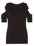 Dorothy Perkins Black Chiffon Ruffle Sleeve Top