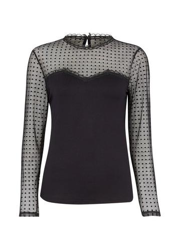 Dorothy Perkins Black Dobby Mesh Victoriana Top