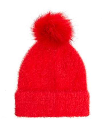 *quiz Pink Brushed Pom Pom Knitted Hat