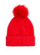 *quiz Pink Brushed Pom Pom Knitted Hat