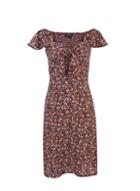 Dorothy Perkins *oxblood Floral Print Tie Front Dress