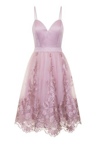 Dorothy Perkins *chi Chi London Mink Embroidered Midi Dress