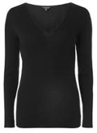 Dorothy Perkins Black Long Sleeve V-neck Top