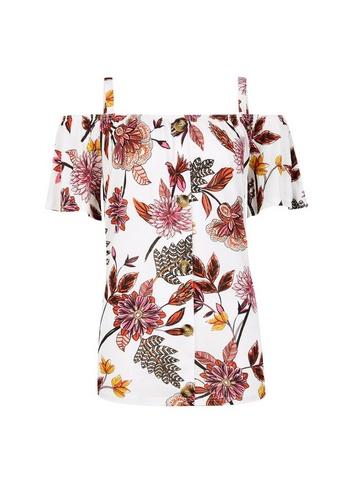 Dorothy Perkins Ivory Sarasa Print Soft Cold Shoulder Top