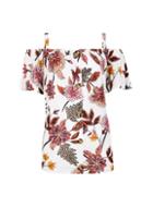 Dorothy Perkins Ivory Sarasa Print Soft Cold Shoulder Top