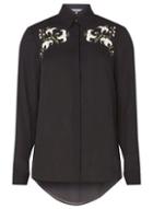 Dorothy Perkins *tall Black Floral Embroidered Shirt