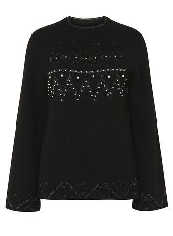 Dorothy Perkins Black Pearl Embellished Fair Isle Print Jumper
