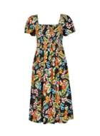 Dorothy Perkins Petite Black Tropical Crinkle Dress