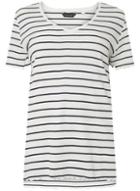 Dorothy Perkins Dp Curve Navy Striped Lettuce Edge T-shirt