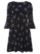 Dorothy Perkins Black Floral Print Fit And Flare Dress