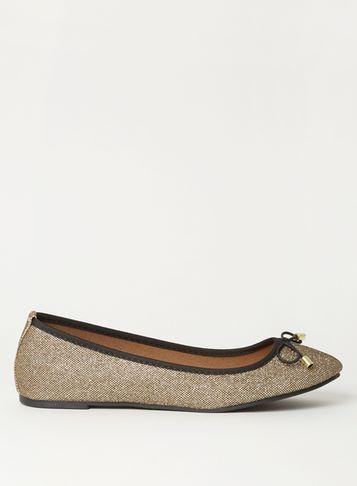 Dorothy Perkins Wide Fit Gold Glitter 'pandora' Ballerina Pumps