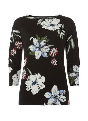 Dorothy Perkins Black Floral Cotton T-shirt