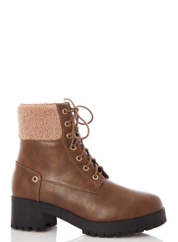 *quiz Wide Fit Brown Lace Up Hiker Boots