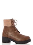 *quiz Wide Fit Brown Lace Up Hiker Boots