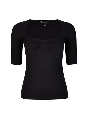 Dorothy Perkins Black Cupped Rib Top