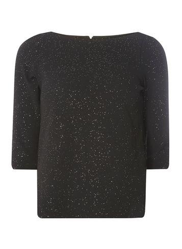 Dorothy Perkins Black Glitter Puff Sleeve Top