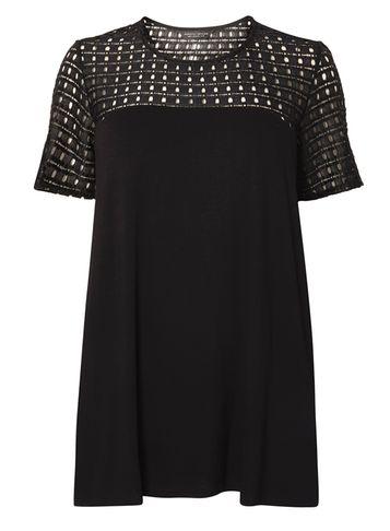 Dorothy Perkins Dp Curve Black Mesh Wrap Back Top