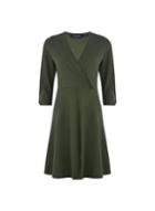 Dorothy Perkins *olive Ruched Sleeve Skater Dress