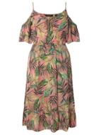 Dorothy Perkins Pink Leaf Print Midi Dress