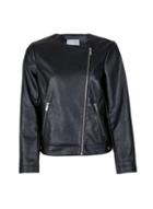 Dorothy Perkins Petite Black Faux Leather Collarless Jacket