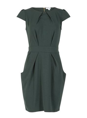 Dorothy Perkins *blue Vanilla Green Pleat Detail Tulip Dress