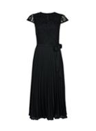 Dorothy Perkins Black Lace Pleated Midi Dress
