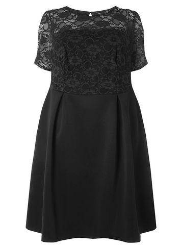Dorothy Perkins Dp Curve Black Scuba Lace Dress
