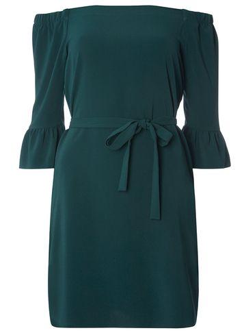 Dorothy Perkins Teal Long Sleeve Bardot Shift Dress