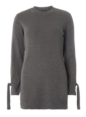 Dorothy Perkins Charcoal Tie Cuff Jumper