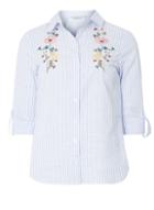 Dorothy Perkins Petite Blue Striped Embroidered Shirt