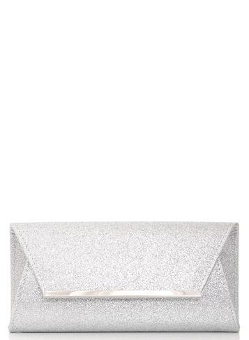 Dorothy Perkins *quiz Silver Glitter Envelope Clutch Bag