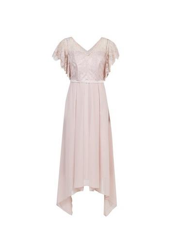 *showcase Blush Lace Bodice Midi Skater Dress