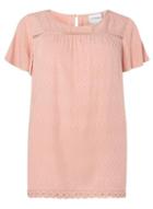 Dorothy Perkins *juna Rose Curve Peach Lace Trim Top