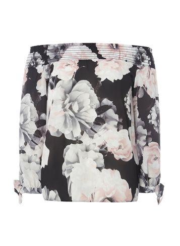 Dorothy Perkins Petite Rose Print Bardot Top