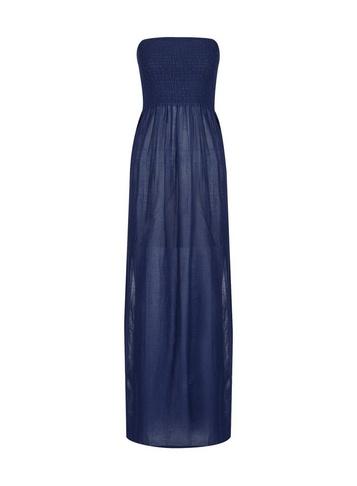 Dorothy Perkins *dp Beach Navy Shirred Bandeau Maxi Dress