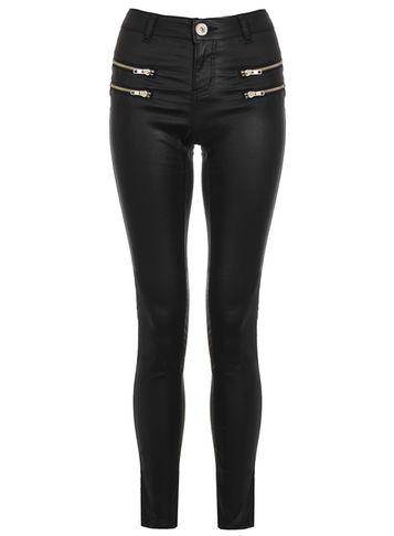 Dorothy Perkins *quiz Black Pu Zip Skinny Trousers