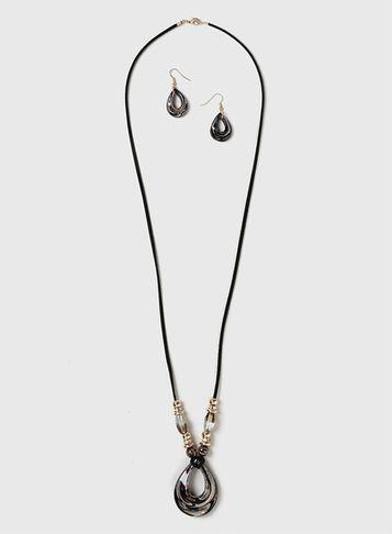 Dorothy Perkins Tear Murano Necklace And Earring Set
