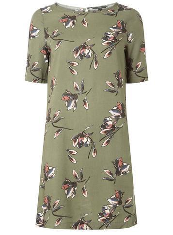 Dorothy Perkins *vero Moda Khaki Floral Print Shift Dress