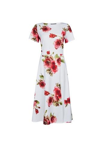 Dorothy Perkins White Floral Print Scuba Midi Dress