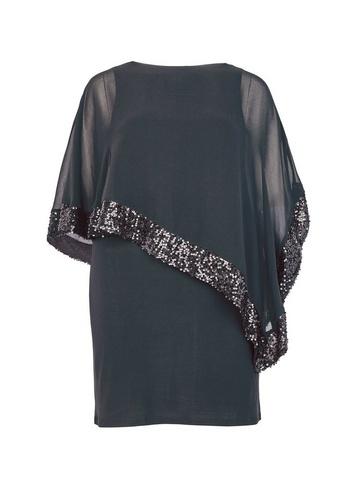 *billie & Blossom Curve Black Sequin Overlay Dress