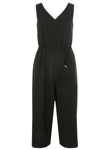 Dorothy Perkins Black Tassel Belt Culotte Jumpsuit