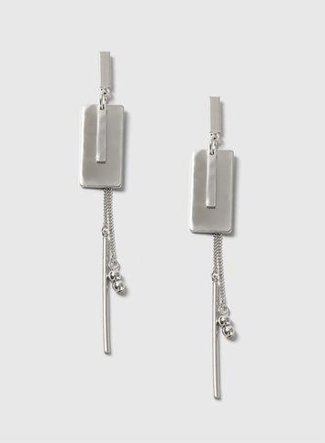 Dorothy Perkins Silver Rectangle Drop Earrings