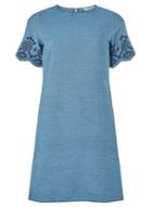 Dorothy Perkins Mid Wash Embroidered Sleeve Shift Dress